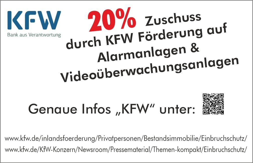 KFW-Zuschuss 20% - MH Alarmanlagen Sicherheitstechnik